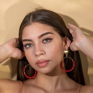 Thick hoop earrings, Beaded hoop earrings, chunky hoop earrings, Big Hoops